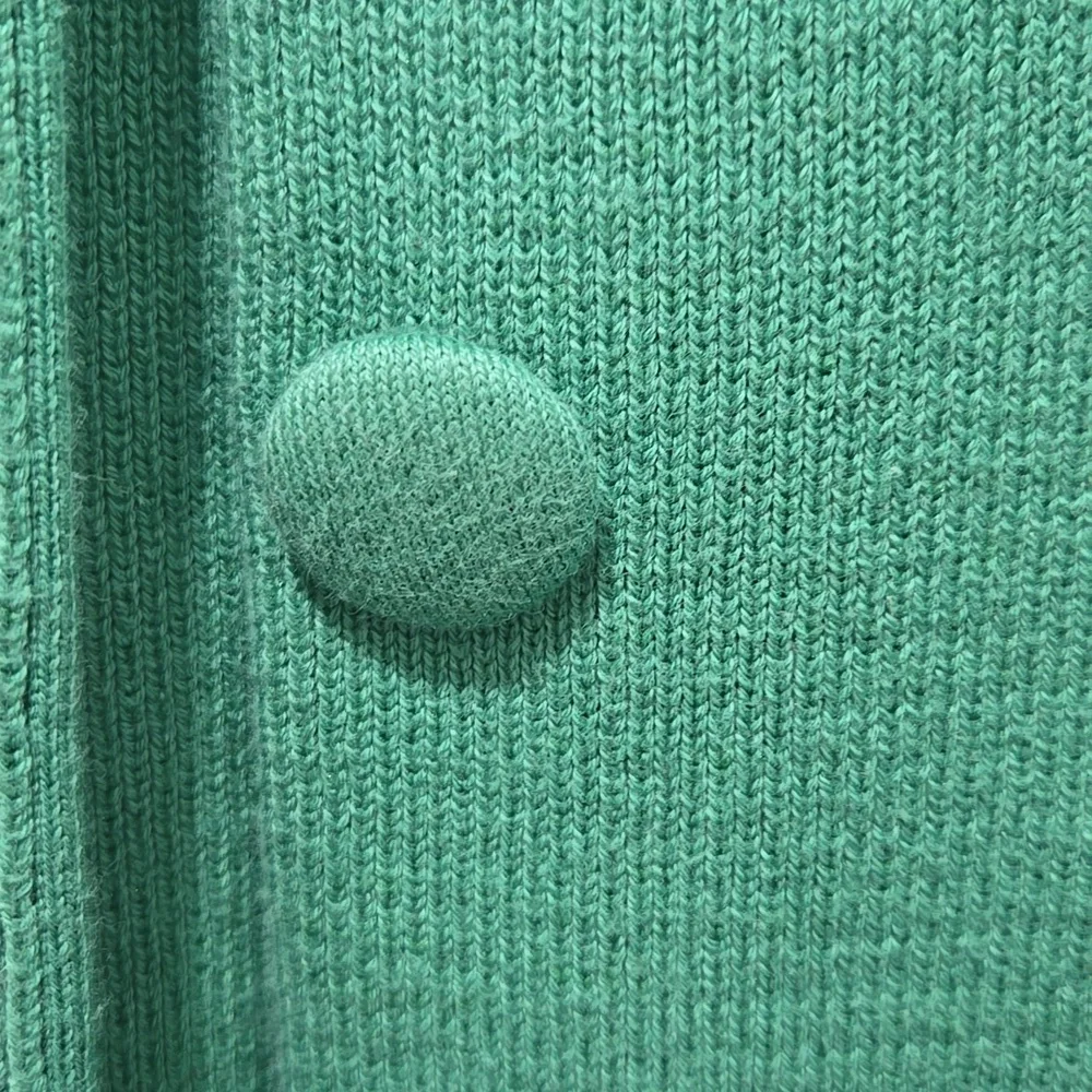 Liz Claiborne green button down knit sweater, jacket 88% cotton, pockets…